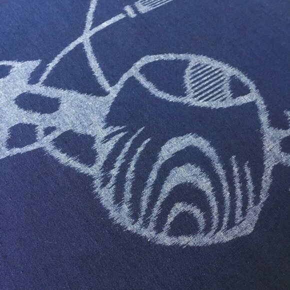 Vintage Indigo Dyed Picture Kasuri Japanese Textile Art Fragment - Picture 3 of 5